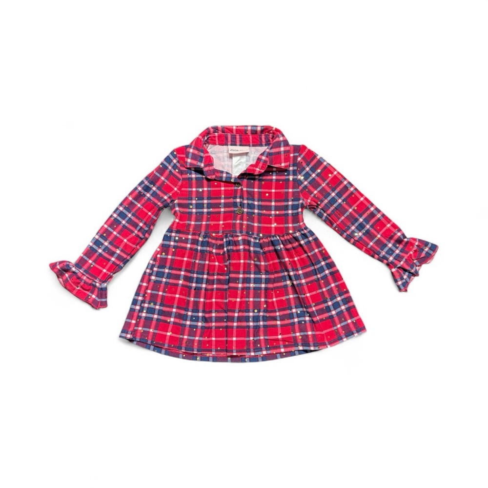 Little Lass | Toddler Plaid Long Sleeve Dress | 24M